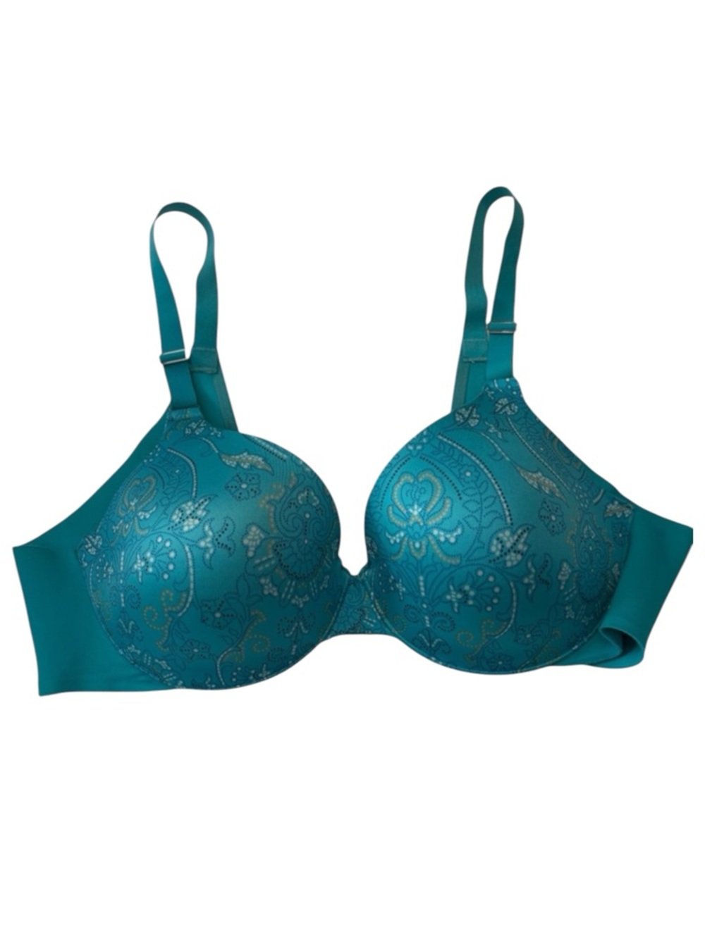 SOMA Elegant Vanishing Back Full Coverage Bra Teal Paisley Size 38B -- PRETTY!!!